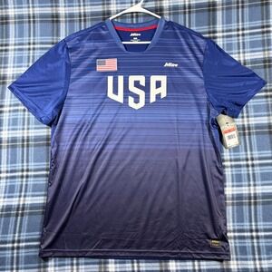 Mitre USA Soccer Jersey Mens XL Navy Blue Gradient Short Sleeve World Cup NWT